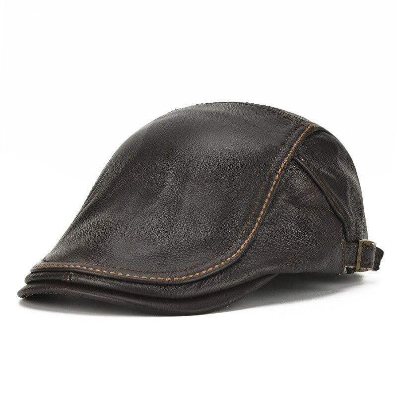 Northwood Solid Genuine Leather Autumn Ainter Berets Cap for Men Warm Beret Hats Flat Beret Cap Bone Brim Hats