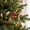 Small Fabric Decorations for Home Mini Christmas Wreath Ornament, Hanging Decoration with Plaid Bow And Reusable Holiday Ornaments Metal Bells,