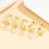 Elegant Geometric Stainless Steel Ring: Adjustable with Colorful Zircon