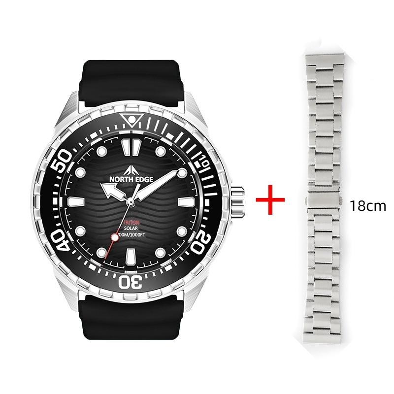 NORTH EDGE TRITON Solar Powered Dive Watch Japan MIYOTA Movt Quartz Watches For Men 316L Stainless Steel Case Waterproof 300M