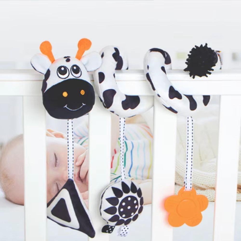 Animal-shaped Baby Stroller Hanging Pendants Cow Plush Stuffed Sensory Toy  Montessori Toys