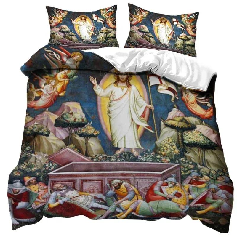 3D Jesus Duvet Cover Christian Sacred Jesus Bedding Set God Bless You Soft Quilt Cover Set KingQueen Size for Adults Women Men
