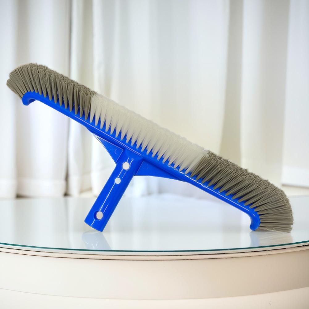 17inch Pool Brush Head with EZ Clip Cleaning Brush Head with Curved Ends for Cleaning Inground Pool Tiles Walls Floor Steps