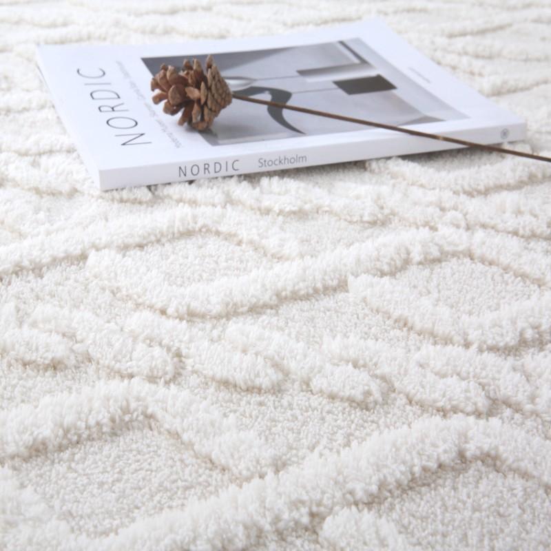Plush Jacquard Carpet Anti-Slip Living Room Coffee Table Mat Gray Beige Simple Bedroom Bedside Rug Home Decorative Floor Cover