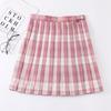 High-Waisted Japanese School Uniform Plaid Pleated Skirt - Raspberry & Black Tea