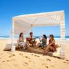 Tenda de Praia, Toldo de Praia 2,4 x 2,4 m com Parede Lateral, Proteção UPF 50+, Tenda Cabana de Montagem Fácil com Bolsos para Areia, Altura Ajustável, Sombra Portátil