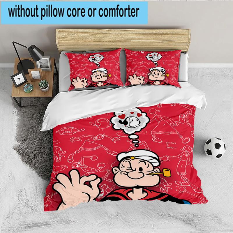 Po-peye And Olive In Action 3PCS Bedding set,Ideal for 1pc Duvet Cover And 2pcs Pillowcases Perfect for Fan gift,Ideal for Bedroom, Dormitory