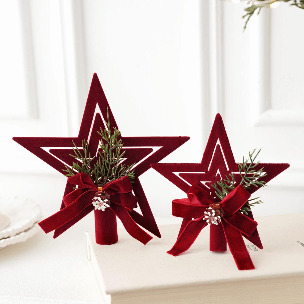Plastic Tree Topper Wine Red Color Xmas Bell Festive Vibe Hanging Bauble Xmas Tree Decor