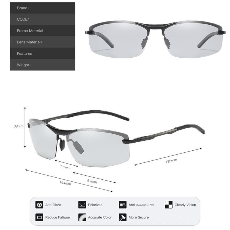 Photochromic Polarized Sunglasses Men Sunglasses Anti Glare UV400 Glasses Outdoors Fishing Driving Goggles