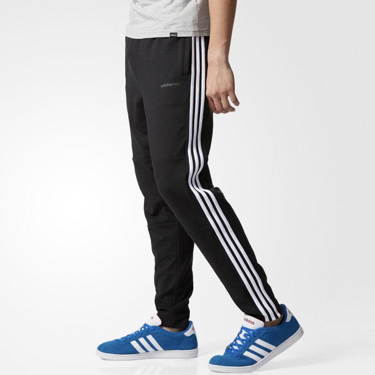 Adidas Neo Three-Stripe Athletic Running Pants Men Bottoms Black BP6318