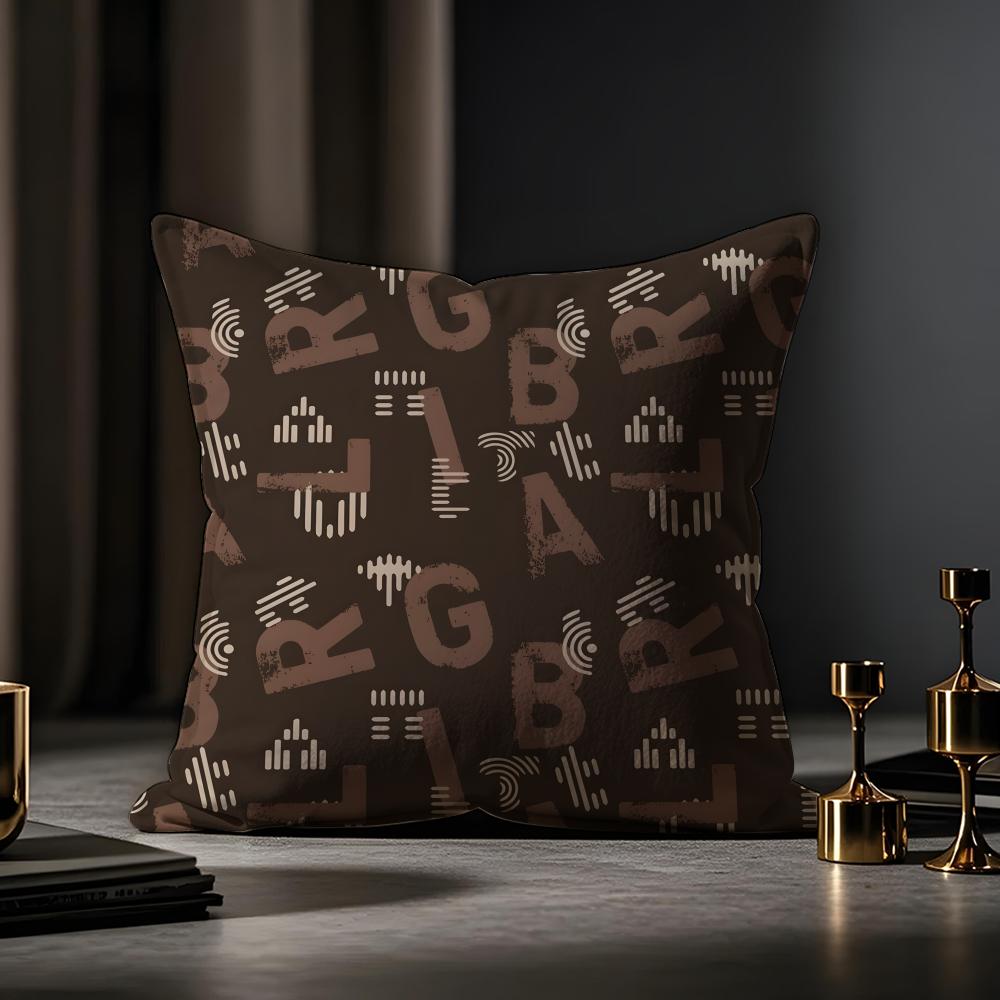 Alphabet Texture Cushion Cover Anti-dustmite Pillowcase Invisible Zipper Silky Short Plush Sofa Cushion Cover