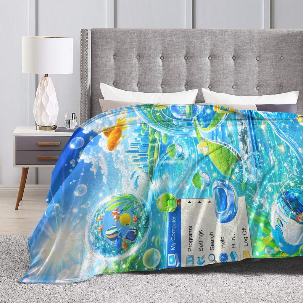 Frutiger Aero Blanket  Travel Flannel Throw Blanket For Couch Chair Warm Soft Design Quality Bedspread Birthday Present