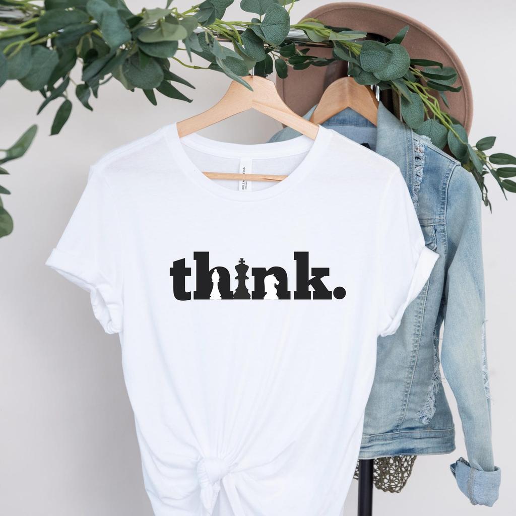 Think Shirt, Chess Tee, Chess Shirt, Matching Chess Player Gift, Chess Club Tees, Gift for Chess Players, Minimalist Shirt, Gambit Shirt