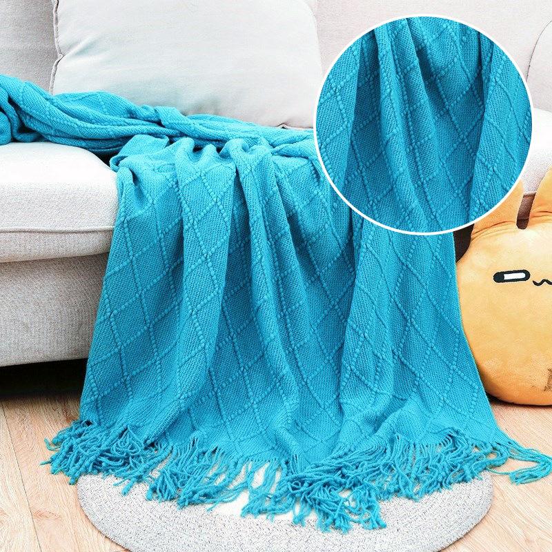 Office Bed Thickened Premium Sofa Blanket New Nordic Style Autumn and Winter Fringed Blanket