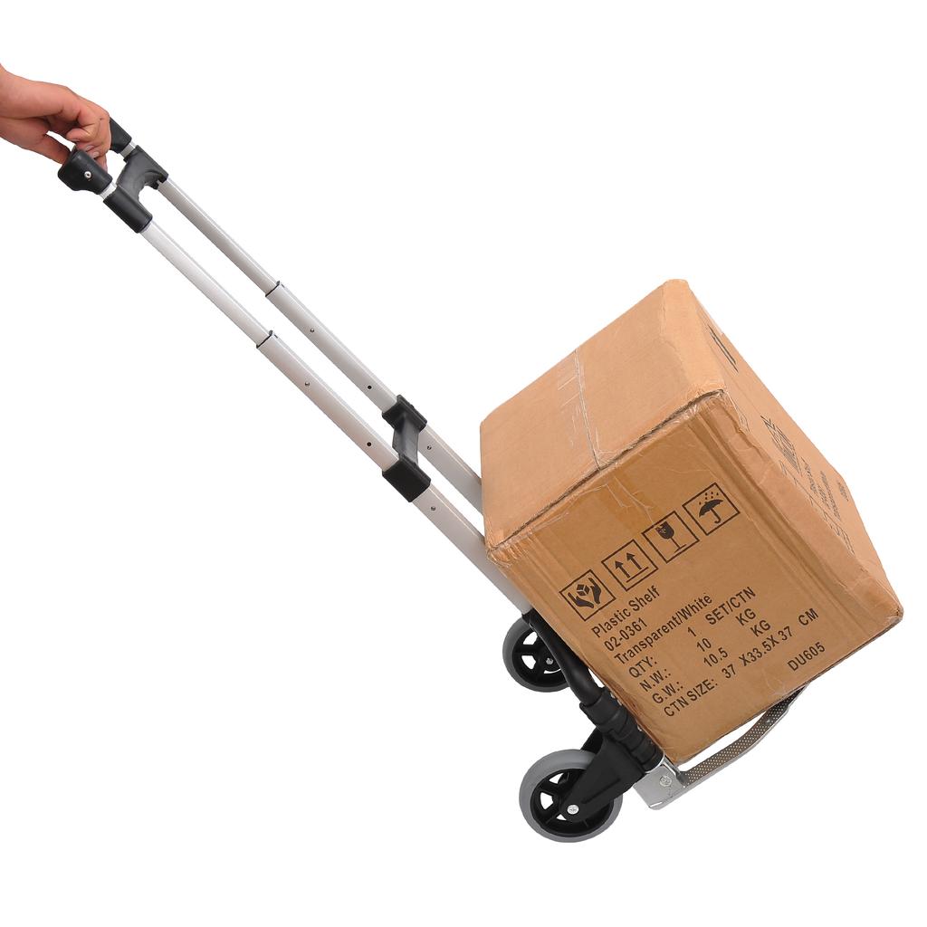 Aluminium Folding Hand Truck Trolley, Heavy Duty Foldable Sack Cart with Adjustable Telescoping Handle, 70KG Load Capacity