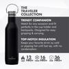 GRANDTIES Traveler Bottle, 620ml, Available in 6 Colors (Midnight Black), with Two Lids, Double-Layer Vacuum Insulated Stainless Steel Bottle, Keeps
