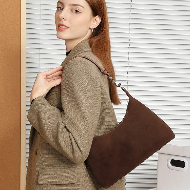 Frosted Texture Underarm Bag Vintage Genuine Leather Commuter Women's Bag 2025 New Single Shoulder Tote Bag Versatile Casual Women's Bag