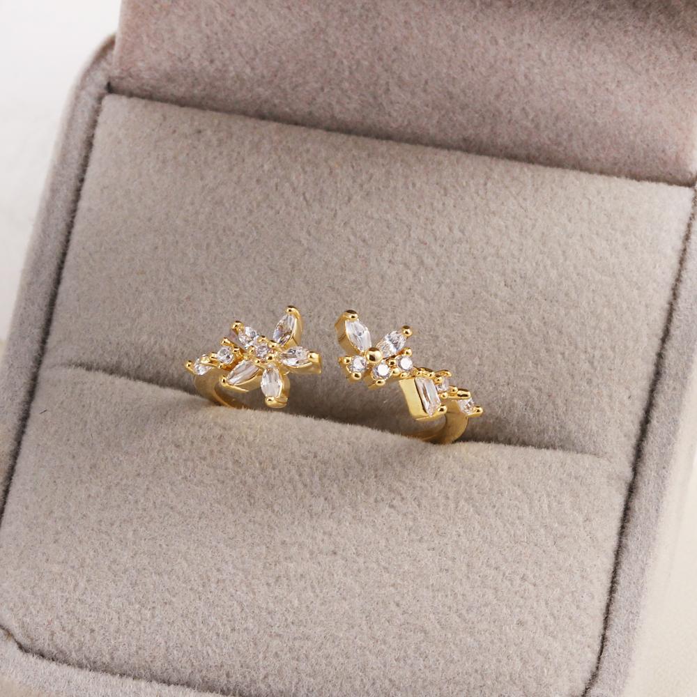 New Cute Colorful Zircon Flower Ring For Women Girl Fashion Vintage Zircon Adjustable Rings Jewelry Gift