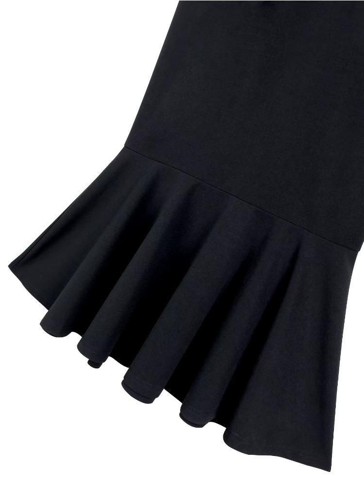 Black Patchwork One-Shoulder Stain Evening Dress Women Elegant Slim Fit Mermaid Package Hip Midi Party Dress Sexy Formal Gown