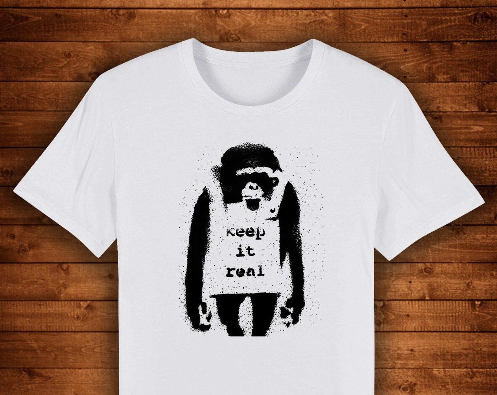 Banksy Graffiti T shirt: Keep It Real Organic Cotton Tee XL