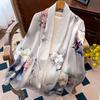 Luxury Brand 100% Real Silk Scarf Women Designer Shawls and Wraps Elegant Floral Print Pashmina Soft Long Scarves Femme Hijab