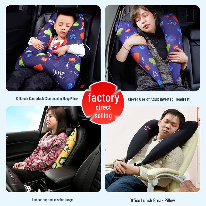 Children's Cartoon Car Headrest Neck Pillow & Lumbar Support Cushion