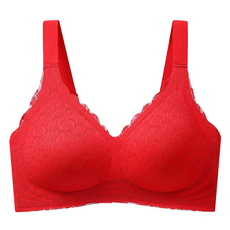 Červená Push-Up podprsenka ve velikosti Plus Size s nastavitelnou podporou proti prověšení pro štíhlejší vzhled
