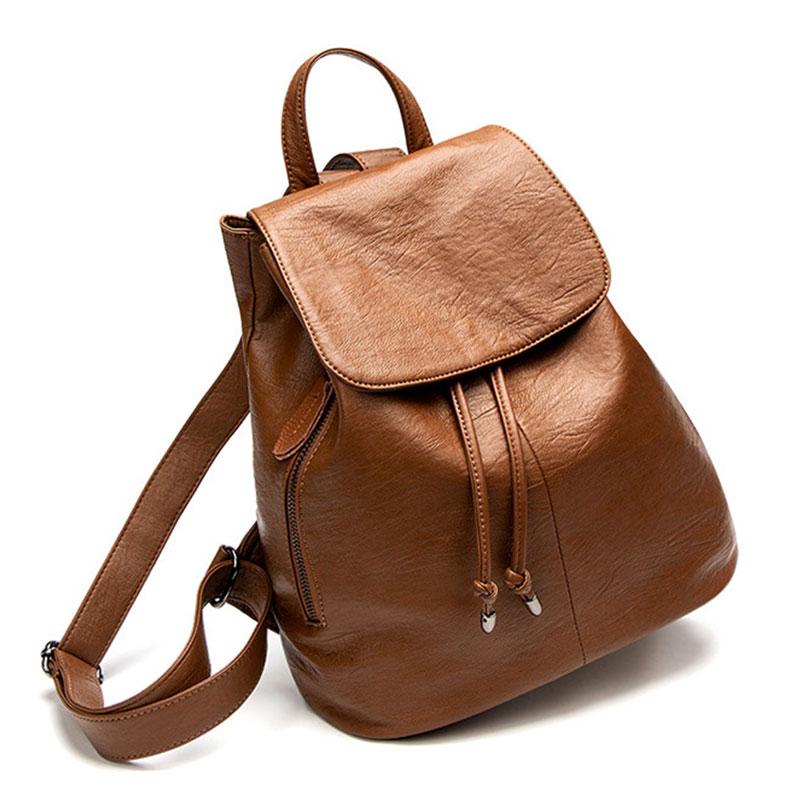 Fashi Women Backpack High Quality PU Leather Travel Backpacks for Girls School Bag Luxury Drawstring Waterproof Women's Bag