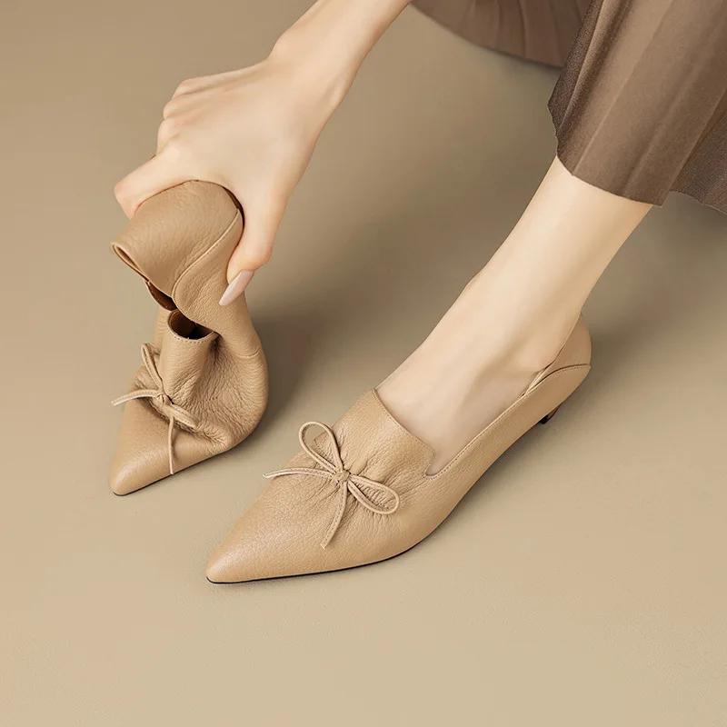 Fashion luxury Designer office lady elegant black Women's pointed Toe Bow mid Heels Shoes new leather retro pumps Women Mary Jane Shoes