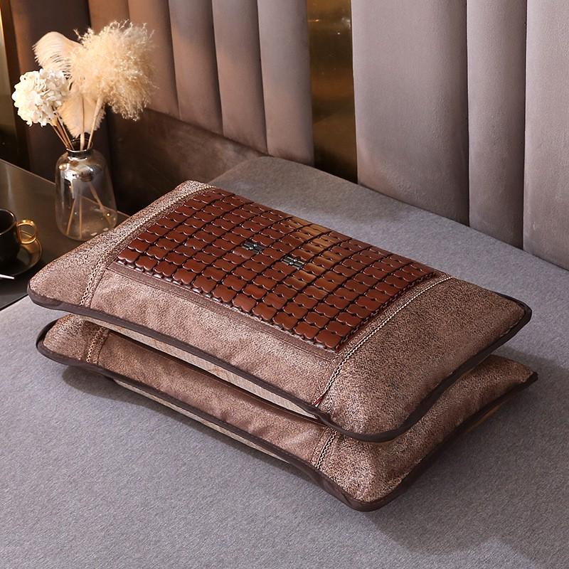 Cooling Buckwheat Pillow Adults Students Breathable Ice Silk Bamboo Cover Single Bed