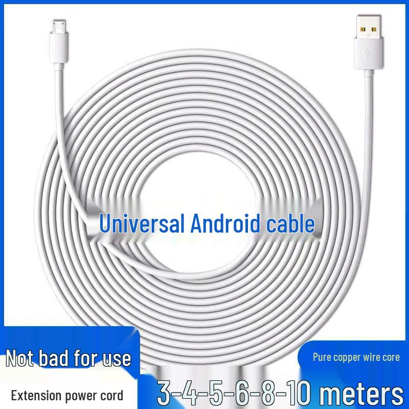 Android V8 Extra Long Cable: 5m, 7m, 10m MicroUSB for Camera Monitoring & Phone Charging
