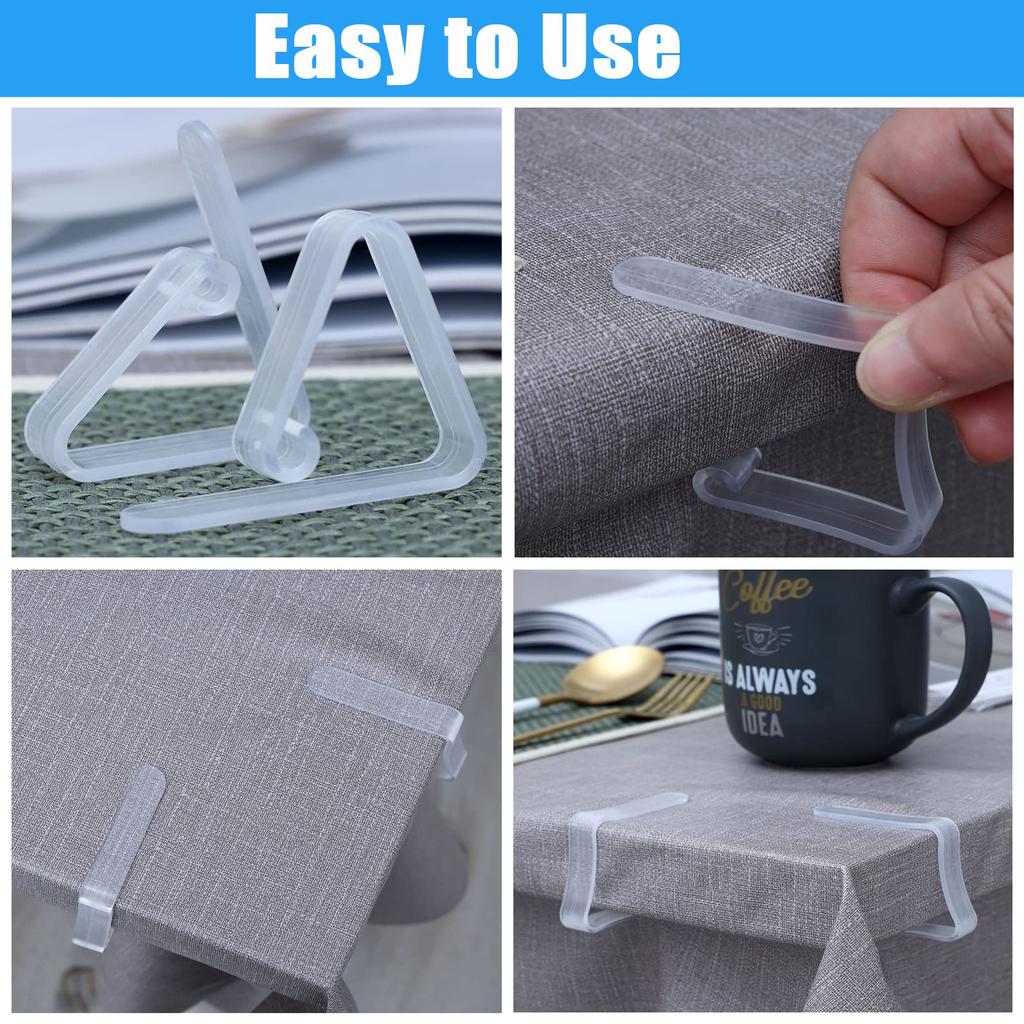 6/12/24pcs Clear Tablecloth Clips Plastic Windproof For Home Kitchen Restaurant Table Weddings Birthdays Tablecloth Accessory