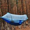 Camping Hammock with Net 210T Nylon Taffeta Automatic Quick Opening Hammock Tent for Outdoor 260x140cm 102x55in Light