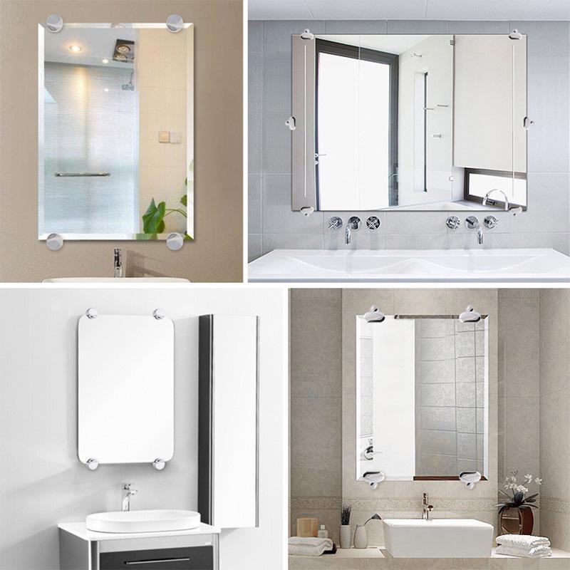 Kit di montaggio per specchio senza cornice, supporti per specchio in lega di zinco, staffe di montaggio per specchio, clip per vetro, morsetti per specchio da bagno.