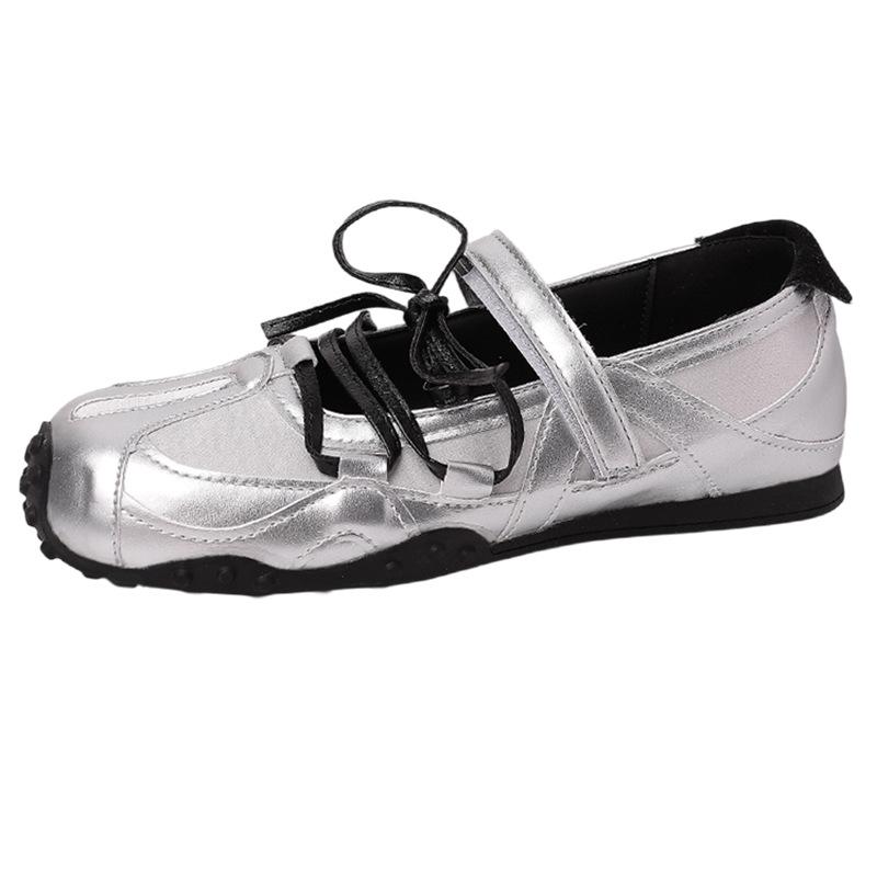 Fashion niche ballet fashion training shoes girls summer design sense lace-up with skirt Velcro Mary Jane single shoes