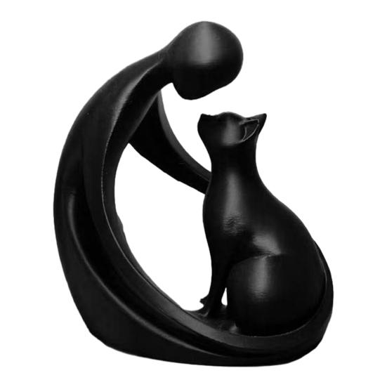 Minimalist Abstract Human And Cat Figurine Modern Decorative Men Women Cat Statue for Home Office Table Shelf Desk Entryway Decor