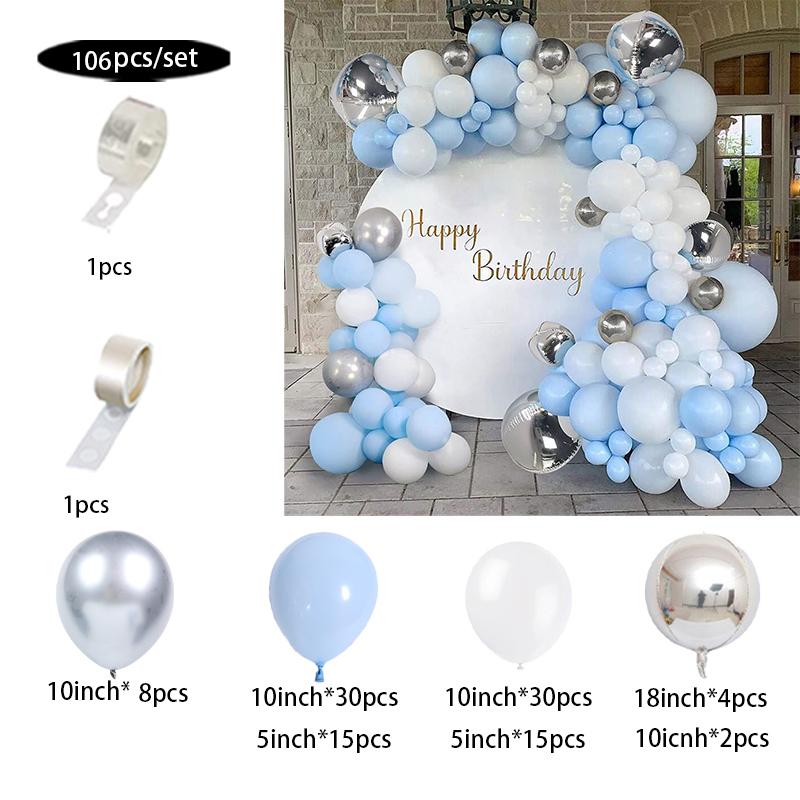 Pastel Light Blue White Sand Beige Balloon Garland Arch Kit Boy Baby Shower Gender Reveal Wedding Party Birthday Decoration
