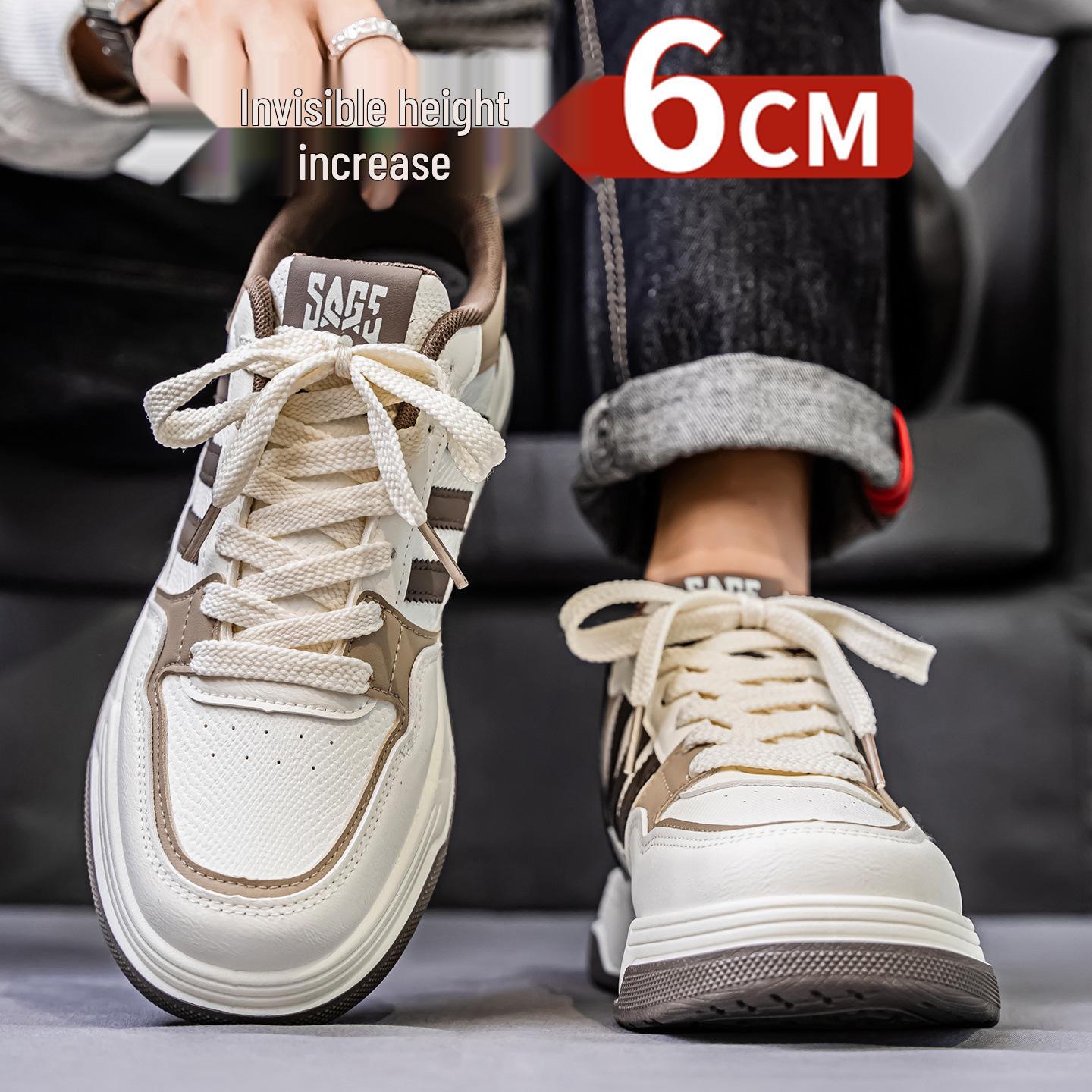 

Men s Autumn 2025 Korean Style Thick Sole Canvas Shoes with 10cm Height Boost - Casual White. 41