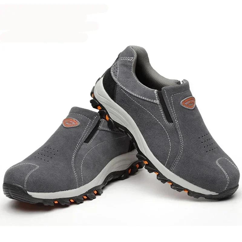 Men Summer Casual Boots Breathable SlipOn Casual Safety Work Shoes Fashion Slip Mens Labor Insurance Puncture Proof Steel Toe Man