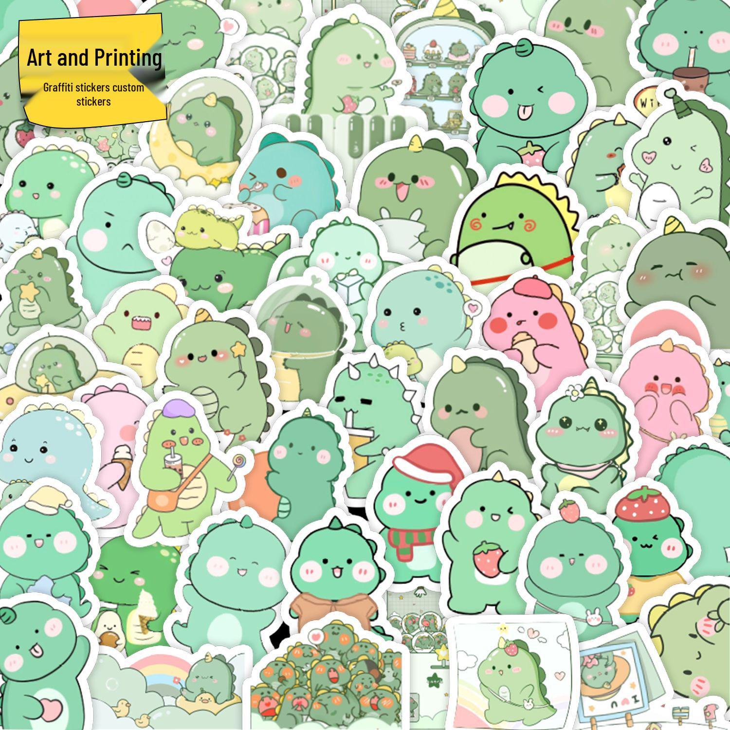 

50 маленьких водонепроницаемых стикеров-граффити с динозаврами для чемоданов, автомобилей, ноутбуков, скейтбордов и стаканов для воды