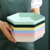 Nordic Plate Vegetable Plate Household Breakfast Plastic Fruit Plate Tableware Set Commercial Hexagonal Plate Creative Dumpling Plate