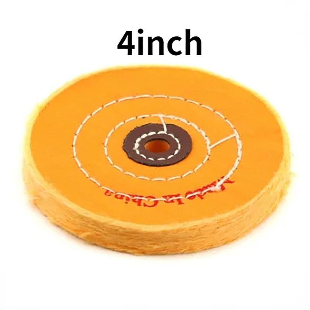 1 Stück Winkelschleifer Zubehör Stoff Polierscheibe Schleifwerkzeug mit 4/12/16mm Bohrung Polierscheibe Gelb 2/3/4/5 Zoll Baumwollpad