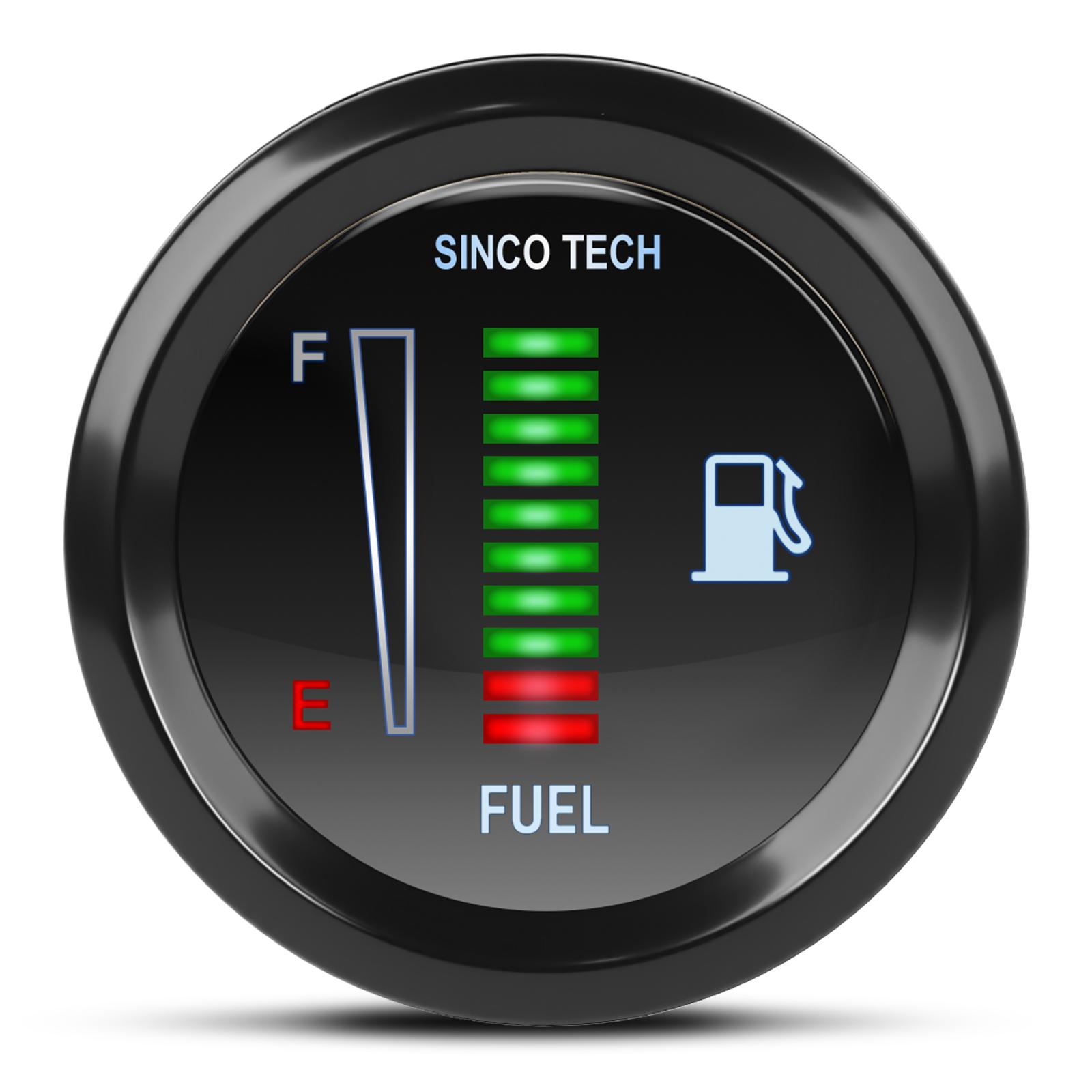

2 52mm Automotive Motorcycle Fuel Gauge Electronic LED Display Fuel Level Moto Meter Car Gauge Black With Fuel Level Sensor 12V