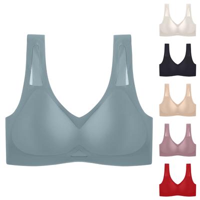 Damen Dünne Nahtlose Latex Unterwäsche Mit Großer Oberweite, Kleiner Push-Up, Seitenfalten, Brust-Accessoire, Sport-Bustier