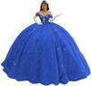 One Shoulder Wedding Dress Large Skirt Trailing Blue Sequin Evening Dress Bar Mitzvah Princess Dress