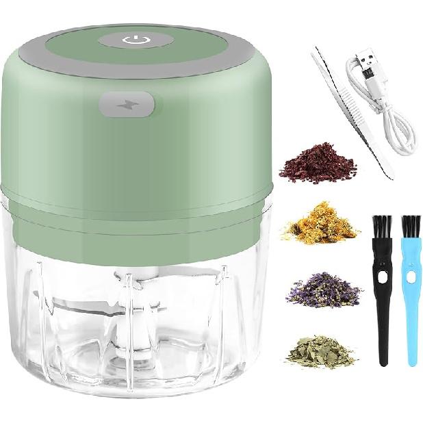 Электрическая мельница для трав - Большая мельница 3,5 дюйма для измельчения сухих свежих трав и специй с прозрачной камерой, портативная USB-зарядка, мельница для трав,