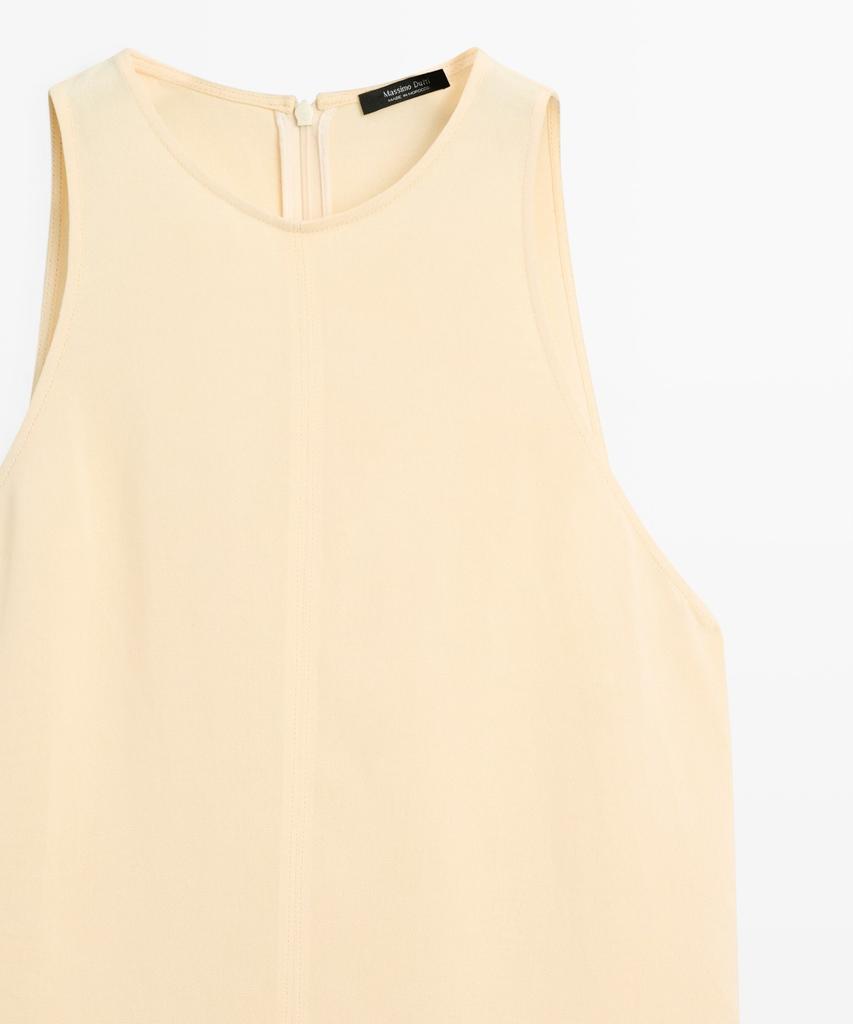 Masimodutti Linen Fluid Halterneck Midi Dress