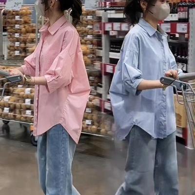 Elegant and Casual Loose Shirt Women's Summer Seven-point Sleeve Small Shirt with Middle-length Sleeves and Versatile Coat In Fashion
