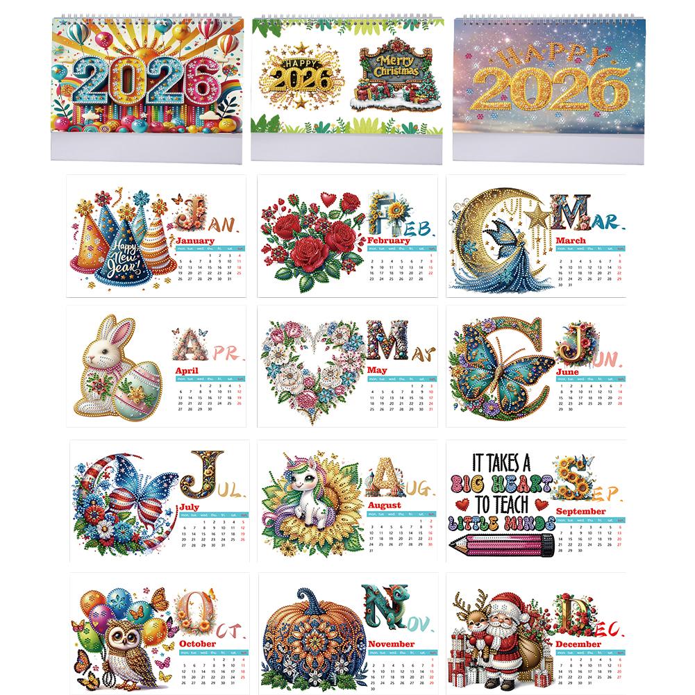 Kalendarz papierowy do malowania diamentami Zestaw kalendarza miesięcznego do malowania diamentami Miesięczny kalendarz stołowy do planowania w domu i biurze