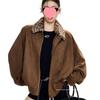 Retro Patchwork Leopard Print Suede Jacket - Loose Casual Lapel Outerwear for Autumn 2025